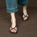 Retro Color-blocked Open-toe Fish-mouth Sandals For Women, 2025 Summer New Style, Chunky Heel, Woven Thin Strap,_vogvips.com