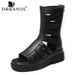 DRKANOL Brand 2026 Open Toe Genuine Leather Back Zipper Wedges Platform Gladiator Sandals Women Summer Cool Boots_vogvips.com