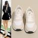 Women's White Sneakers 2026 Spring Lightweight Travel Shoes Thick-Soled Dad Shoes Versatile Running Trendy Shoes_vogvips.com