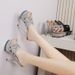 Summer New Crystal Waterproof Platform With Transparent Sole, Ultra-high Slim Heel, Round Toe Cross Strap Sandals, Sexy_vogvips.com
