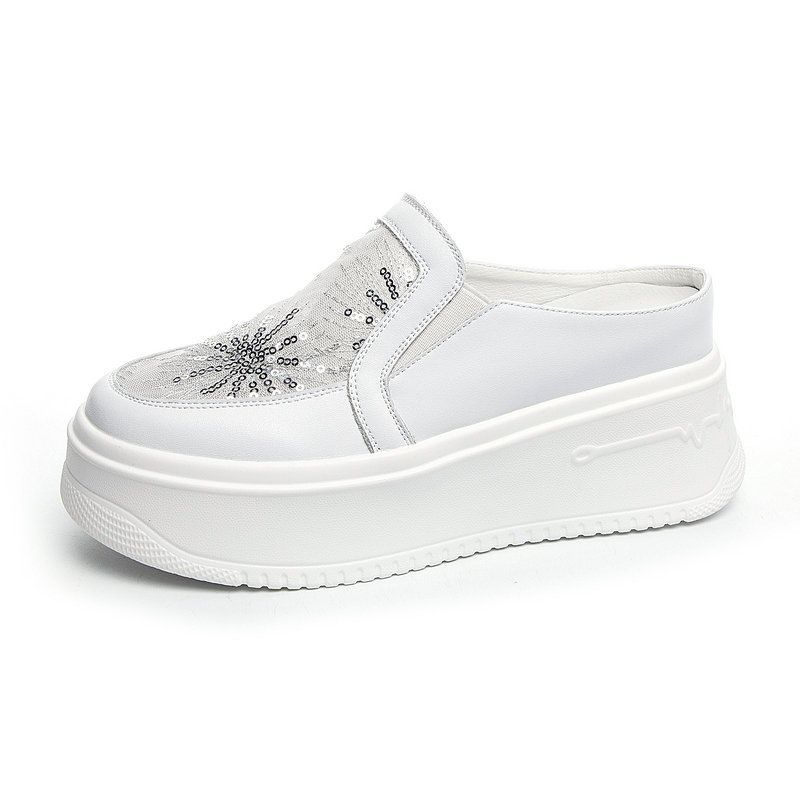 2025 Summer Laser Leather Korean Style Height-Increasing Sneakers, Spring Autumn Casual White Women's Shoes, Comfortable_vogvips.com