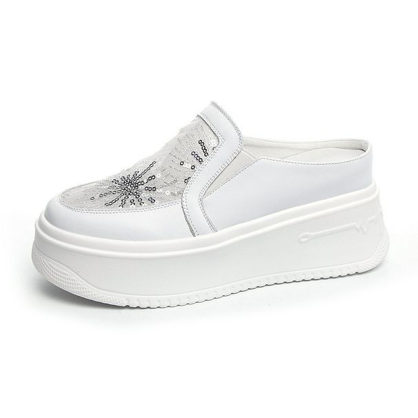 2025 Summer Laser Leather Korean Style Height-Increasing Sneakers, Spring Autumn Casual White Women's Shoes, Comfortable_vogvips.com