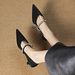 Cameido Women's Black Silk Pointed-Toe High Heels With 4.5CM Heel & Rubber Sole_vogvips.com