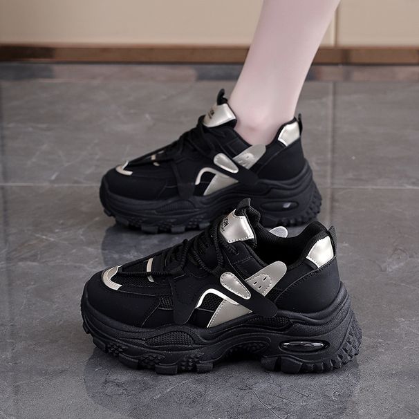 New Spring 2026 Insole Height-increasing Women's Shoes, Trendy, Sporty And Casual Student Thick-soled With Skirt Dad Shoes_vogvips.com