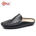 YRZL Summer Slip On Half Shoes For Men Leather Slippers Casual Breathable Comfy Loafers Moccasins Brown Black Beige_vogvips.com