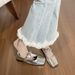 French Rhinestone Silver Square Head Light Mouth Single Shoes Women's Flat Bottom With Skirt Mary Jane Shoes_vogvips.com