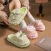 Lace Bow For Women, Autumn And Winter Internet Celebrity Indoor Warm Slippers, Comfortable Home Couple Cotton Slippers_vogvips.com