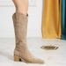 009-31 European And American Style Party Women's Chunky Mid-heel Pointed Suede Fashion Boots, Winter High Boots_vogvips.com