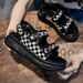 2025 New Trendy Fashion Thick-Soled Sandals For Women With Skirts Ins Summer Checkered Fairy Style Roman Shoes_vogvips.com