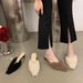 Design Sense Niche Temperament Pointed Toe Half French High Heels Furry Autumn Winter Outdoor Women's Shoes Slippers_vogvips.com