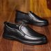 Spring New Men's Single Flat Leather Fashionable Casual Shoe Covers, Lazy One Foot Sh, Middle-aged And Elderly Dad_vogvips.com