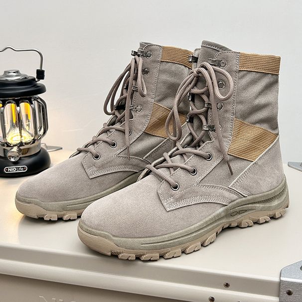 New Men's Shoes Tongue One High Top Casual Shoes Outdoor Thick Soles Wear Shoes_vogvips.com