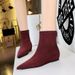 6383-2 Korean Style Fashion Simple Women's Low Heel Wedge Height Increasing Pointed Toe Slimming Suede Short Boots_vogvips.com