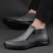 Men's Head Layer Casual Men's Leather Boots Side Zipper Cotton Boots Breathable Martin Boots Low Heel Leather Boots Men's Shoes_vogvips.com
