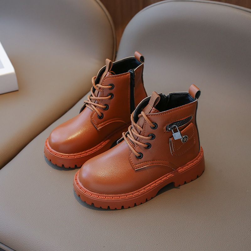 Kids' Shoes Girls Boots Autumn And Winter Children's Fashion Boots Medium And Large Children's Soft Bottom Black Leather Boots_vogvips.com