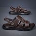 Men's Sandals Made Of Top-layer Cowhide, New Style Genuine Leather Non-slip Beach Shoes, Men's Soft-soled Dual-use_vogvips.com