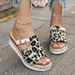 Shoes Sandals Wedge Heel Thick Bottom Leopard Print Flip Flops Sandals_vogvips.com
