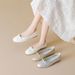 French Bow Silver Light Mouth Single Shoes Women's One-pedal Flat-soled Soft-soled Grandma Shoes_vogvips.com
