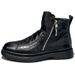 High-top Men's Martin 2024 Autumn Winter New Fleece-lined Warm Genuine Leather Trendy Zipper Short Boots_vogvips.com