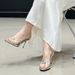 New Slippers Women's Summer Wear Thin Heels Pointed Toes One-word Sandals Love Rhinestone High-heeled Sandals_vogvips.com