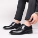 Euro Step New Brogue Carved Pattern Trendy Casual Men's Pointed Toe Genuine Leather Black Business Wedding Shoes_vogvips.com