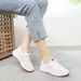 Spring And Summer New Women's Casual Sports Thick Walking Soft Sole Comfortable Lacing White Mesh Shoes_vogvips.com