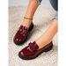 New Patent Leather Shiny Surface Tassel Mid Heel Loafers In Plus Size Fashionable Casual Single Shoes_vogvips.com