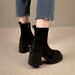 Women's Platform Ankle Boots Thick Heel Height Increase Splicing Short Elastic Skinny Boots_vogvips.com