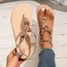 Women's Retro Casual Roman Flat Non-slip Beaded Sandals_vogvips.com