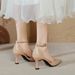 Women's 2025 Large Size 41-42 Pointed Toe High-heeled Stiletto French Hollow Single Shoes, Nude Sandals_vogvips.com