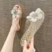 Cross-border High-end Diamond Flower Transparent Crystal Slippers For Women, Jelly Hollow Single Shoes, Women's Summer_vogvips.com