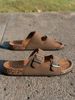 Women's Teen Mules New Spring And Summer Vintage Casual Slip-On Shoes Pu Upper Double Strap Half Slippers With Adjustable Buckle_vogvips.com
