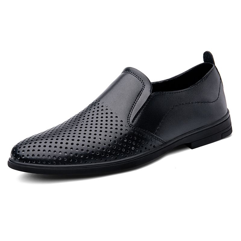 Men's Dress Low-top Lace-up Leather Shoes, Plaid Casual Leather Shoes, Loafers_vogvips.com
