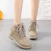 Women's Winter Faux Fur Lined Ankle Boots - Slip-Resistant PU Leather Casual Booties With Round Toe & Lace-Up Design_vogvips.com