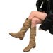 Women's Long Women 2025 Autumn Winter New V-Cut Melad Over-the-Knee Chunky Heel Pointed Toe Slouch Boots_vogvips.com
