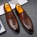 New Fashion Business Genuine Leather British Brock Men's Shoes Men's Business Formal Wear Oxford Shoes Lace-up Fashion Black Dress Wedding Derby Shoes_vogvips.com
