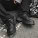 Men's Shoes Four Seasons Lace Up Solid Color Niche Leather Shoes Men's Outdoor Leather Thick Soled Work Shoes Fashionable New Black Big Toed Shoes_vogvips.com