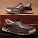 Cross-border Export Hot-selling Men's Hand-stitched Autumn Large-size Casual Shoes, Genuine Leather Slip-on Soft-soled_vogvips.com
