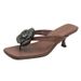 High Slippers For Women Summer Outdoor 2026 New Rhinestone Flower Kitten Heel Sandals Square Toe Post Flip Flops_vogvips.com