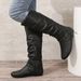 Vintage Autumn Winter Fashion With Belt Buckle, Long Boots, Round Toe Women's Boots_vogvips.com