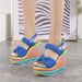 2026 New Model Cross-Border Foreign Trade Wholesale Straw Rainbow Sandals Super High Large Size Wedge Heel_vogvips.com