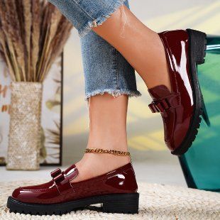 MTX 2025 New Patent Leather Shiny Tassel Mid-Heel Loafers Plus Size Fashion Casual Shoes_vogvips.com