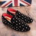 European Station Fashion Men's Shoes New Leather Casual Loafer Shoes Trendy Rivet Crystal Diamond Men's Shoes With Low Top Casual Shoes_vogvips.com