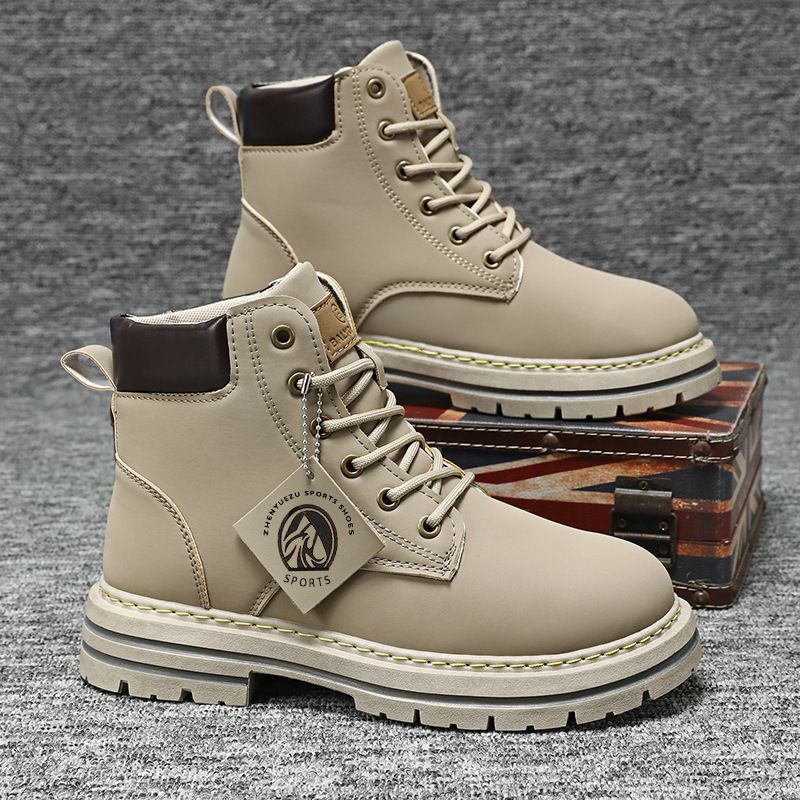 Men's Shoes Large Size Trendy Martin Boots British Work Boots High Top Casual Leather Men's Boots_vogvips.com