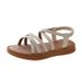 Upgraded New Roman For Women, Flat Elastic Soft Sole Summer Sandals, Women's Cross Strap Outdoor Sandals_vogvips.com
