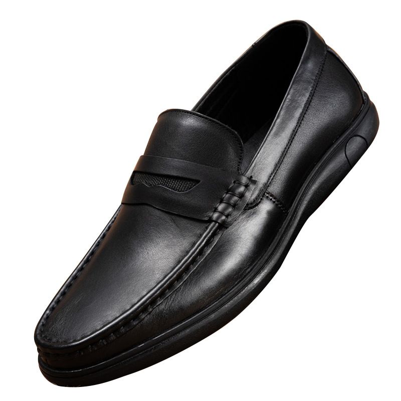 TerraStride Men's Autumn New Flat Soft First Layer Cowhide Pigskin Inner Rubber Sole Formal Leather Shoes_vogvips.com