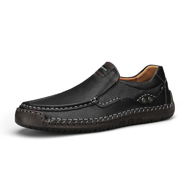 Plus-Size Men's Shoes, Pure Handmade Leather Loafers, Slip-On Soft Sole Moccasins, Sizes 46, 47, 48_vogvips.com