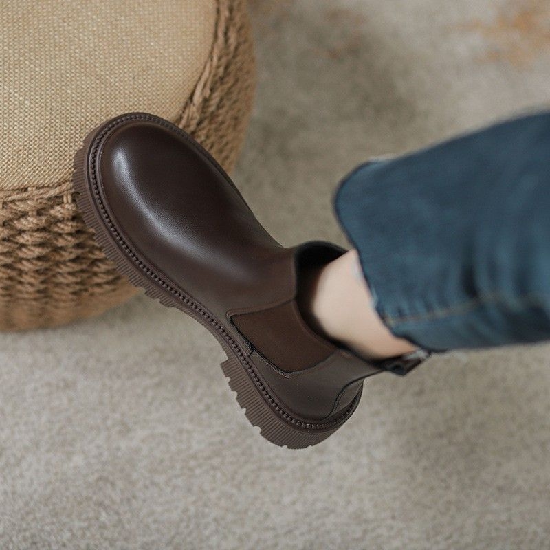 Thick-Soled Martin For Women British Style 2023 New Summer Thin Tube Brown Ankle Boots_vogvips.com