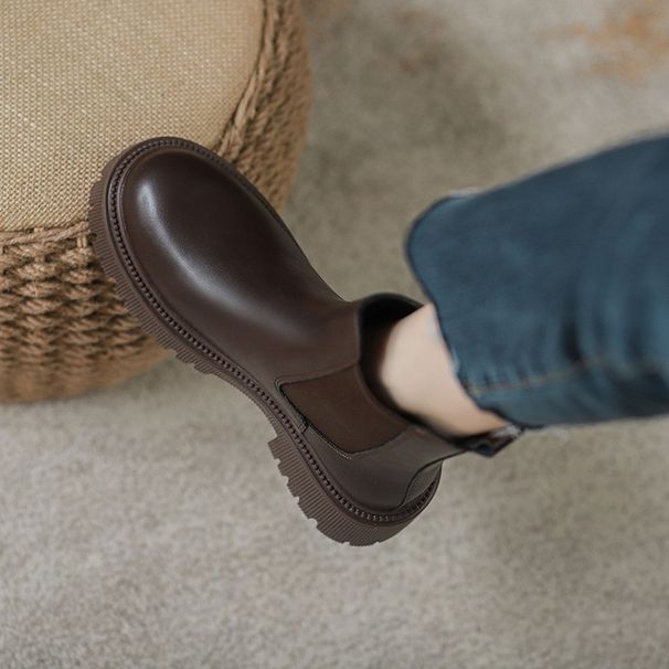 Thick-Soled Martin For Women British Style 2023 New Summer Thin Tube Brown Ankle Boots_vogvips.com