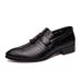 Euro Step Plus Size Hairstylist Tassel Leather Shoes Men's Fashion Pointed Toe British Crocodile Pattern Brogue Casual Loafers Men_vogvips.com